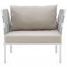 Modway Harmony Outdoor Patio Aluminum Armchair in White Beige - Front Angle