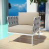 Modway Harmony Outdoor Patio Aluminum Armchair in White Beige - Lifestyle