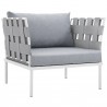Modway Harmony Outdoor Patio Aluminum Armchair in White Gray - Front Side Angle