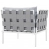 Modway Harmony Outdoor Patio Aluminum Armchair in White Gray - Back Side Angle