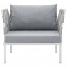 Modway Harmony Outdoor Patio Aluminum Armchair in White Gray - Front Angle