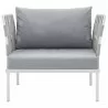 Modway Harmony Outdoor Patio Aluminum Armchair in White Gray - Front Angle - Modway Harmony Outdoor Patio Aluminum Armchair in White Gray - Front Angle