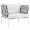 Modway Harmony Outdoor Patio Aluminum Armchair in White White - Front Side Angle