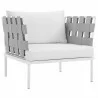 Modway Harmony Outdoor Patio Aluminum Armchair in White White - Front Side Angle - Modway Harmony Outdoor Patio Aluminum Armchair in White White - Front Side Angle