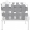 Modway Harmony Outdoor Patio Aluminum Armchair in White White - Side Angle