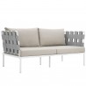 Modway Harmony Outdoor Patio Aluminum Loveseat in White Beige - Front Side Angle
