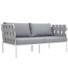 Modway Harmony Outdoor Patio Aluminum Loveseat in White Gray - Front Side Angle