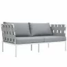Modway Harmony Outdoor Patio Aluminum Loveseat in White Gray - Front Side Angle - Modway Harmony Outdoor Patio Aluminum Loveseat in White Gray - Front Side Angle
