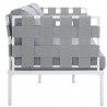 Modway Harmony Outdoor Patio Aluminum Loveseat in White Gray - Side Angle