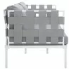 Modway Harmony Outdoor Patio Aluminum Loveseat in White Gray - Side Angle - Modway Harmony Outdoor Patio Aluminum Loveseat in White Gray - Side Angle