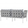 Modway Harmony Outdoor Patio Aluminum Loveseat in White Gray - Back Side Angle