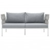 Modway Harmony Outdoor Patio Aluminum Loveseat in White Gray - Front Angle