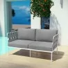 Modway Harmony Outdoor Patio Aluminum Loveseat in White Gray - Lifestyle - Modway Harmony Outdoor Patio Aluminum Loveseat in White Gray - Lifestyle