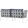 Modway Harmony Outdoor Patio Aluminum Loveseat in White Navy - Back Side Angle