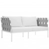 Modway Harmony Outdoor Patio Aluminum Loveseat in White White - Front Side Angle