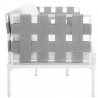 Modway Harmony Outdoor Patio Aluminum Loveseat in White White - Side Angle