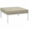 Modway Harmony Outdoor Patio Aluminum Ottoman in White Beige - Front Side Angle - Modway Harmony Outdoor Patio Aluminum Ottoman in White Beige - Front Side Angle