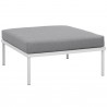 Modway Harmony Outdoor Patio Aluminum Ottoman in White Gray - Front Side Angle