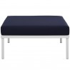 Modway Harmony Outdoor Patio Aluminum Ottoman in White Navy - Front Angle