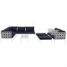 Modway Harmony 10 Piece Outdoor Patio Aluminum Sectional Sofa Set - White Navy - Set in Front View - Modway Harmony 10 Piece Outdoor Patio Aluminum Sectional Sofa Set - White Navy - Set in Front View