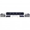 Modway Harmony 10 Piece Outdoor Patio Aluminum Sectional Sofa Set - White Navy - Set in Front Angle