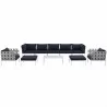 Modway Harmony 10 Piece Outdoor Patio Aluminum Sectional Sofa Set - White Navy - Set in Front Angle - Modway Harmony 10 Piece Outdoor Patio Aluminum Sectional Sofa Set - White Navy - Set in Front Angle