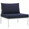 Modway Harmony 10 Piece Outdoor Patio Aluminum Sectional Sofa Set - White Navy - Armless Chair in Front Side Angle - Modway Harmony 10 Piece Outdoor Patio Aluminum Sectional Sofa Set - White Navy - Armless Chair in Front Side Angle
