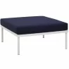 Modway Harmony 10 Piece Outdoor Patio Aluminum Sectional Sofa Set - White Navy - Ottoman in Front Side Angle - Modway Harmony 10 Piece Outdoor Patio Aluminum Sectional Sofa Set - White Navy - Ottoman in Front Side Angle
