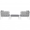 Modway Harmony 3 Piece Outdoor Patio Aluminum Sectional Sofa Set - White Gray - Set in Side Angle