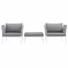 Modway Harmony 3 Piece Outdoor Patio Aluminum Sectional Sofa Set - White Gray - Set in Front Angle - Modway Harmony 3 Piece Outdoor Patio Aluminum Sectional Sofa Set - White Gray - Set in Front Angle