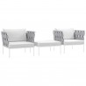 Modway Harmony 3 Piece Outdoor Patio Aluminum Sectional Sofa Set - White White - Set in Front Side Angle