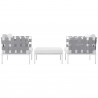 Modway Harmony 3 Piece Outdoor Patio Aluminum Sectional Sofa Set - White White - Set in Back Angle