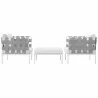 Modway Harmony 3 Piece Outdoor Patio Aluminum Sectional Sofa Set - White White - Set in Back Angle - Modway Harmony 3 Piece Outdoor Patio Aluminum Sectional Sofa Set - White White - Set in Back Angle