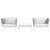 Modway Harmony 3 Piece Outdoor Patio Aluminum Sectional Sofa Set - White White - Set in Front Angle