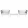 Modway Harmony 3 Piece Outdoor Patio Aluminum Sectional Sofa Set - White White - Set in Front Angle - Modway Harmony 3 Piece Outdoor Patio Aluminum Sectional Sofa Set - White White - Set in Front Angle