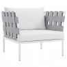 Modway Harmony 3 Piece Outdoor Patio Aluminum Sectional Sofa Set - White White - Armchair in Front Side Angle