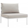 Modway Harmony 8 Piece Outdoor Patio Aluminum Sectional Sofa Set - White Beige - Armless Chair in Front Side Angle