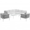 Modway Harmony 8 Piece Outdoor Patio Aluminum Sectional Sofa Set - White White - Set in Front Side Angle