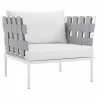 Modway Harmony 8 Piece Outdoor Patio Aluminum Sectional Sofa Set - White White - Armchair in Front Side Angle - Modway Harmony 8 Piece Outdoor Patio Aluminum Sectional Sofa Set - White White - Armchair in Front Side Angle