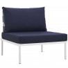 Modway Harmony 6 Piece Outdoor Patio Aluminum Sectional Sofa Set - White Navy - Armless Chair in Front Side Angle