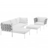 Modway Harmony 6 Piece Outdoor Patio Aluminum Sectional Sofa Set - White White - Set in Front Side Angle