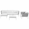 Modway Harmony 6 Piece Outdoor Patio Aluminum Sectional Sofa Set - White White - Set in Front Angle - Modway Harmony 6 Piece Outdoor Patio Aluminum Sectional Sofa Set - White White - Set in Front Angle