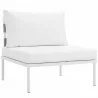 Modway Harmony 6 Piece Outdoor Patio Aluminum Sectional Sofa Set - White White - Armless Chair in Front Side Angle - Modway Harmony 6 Piece Outdoor Patio Aluminum Sectional Sofa Set - White White - Armless Chair in Front Side Angle