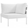 Modway Harmony 6 Piece Outdoor Patio Aluminum Sectional Sofa Set - White White - Corner Chair in Front Side Angle