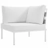 Modway Harmony 6 Piece Outdoor Patio Aluminum Sectional Sofa Set - White White - Corner Chair in Front Side Angle - Modway Harmony 6 Piece Outdoor Patio Aluminum Sectional Sofa Set - White White - Corner Chair in Front Side Angle