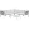Modway Harmony 6 Piece Outdoor Patio Aluminum Sectional Sofa Set in White White - Set in Front Angle