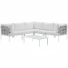 Modway Harmony 6 Piece Outdoor Patio Aluminum Sectional Sofa Set in White White - Set in Front Angle - Modway Harmony 6 Piece Outdoor Patio Aluminum Sectional Sofa Set in White White - Set in Front Angle