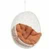Modway Hide Outdoor Patio Swing Chair Without Stand in White Orange - Closeup Front Side Angle - Modway Hide Outdoor Patio Swing Chair Without Stand in White Orange - Closeup Front Side Angle