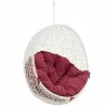 Modway Hide Outdoor Patio Swing Chair Without Stand in White Red - Front Side Closeup Angle - Modway Hide Outdoor Patio Swing Chair Without Stand in White Red - Front Side Closeup Angle