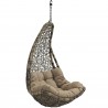 Modway Abate Outdoor Patio Swing Chair Without Stand in Black Mocha - Closeup Front Side Angle